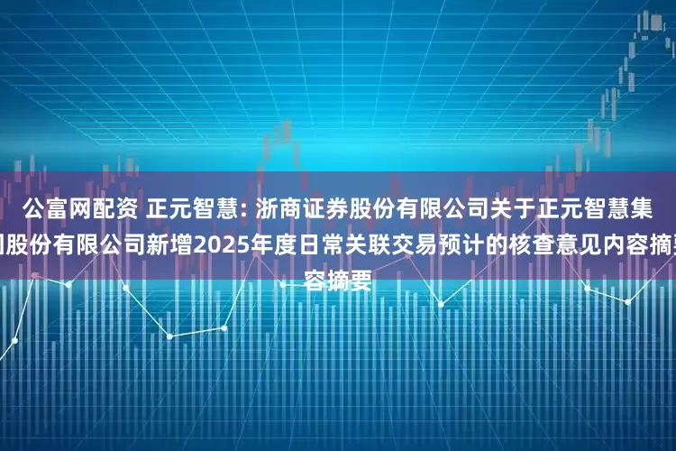 公富网配资 正元智慧: 浙商证券股份有限公司关于正元智慧集团股份有限公司新增2025年度日常关联交易预计的核查意见内容摘要