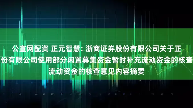 公宣网配资 正元智慧: 浙商证券股份有限公司关于正元智慧集团股份有限公司使用部分闲置募集资金暂时补充流动资金的核查意见内容摘要